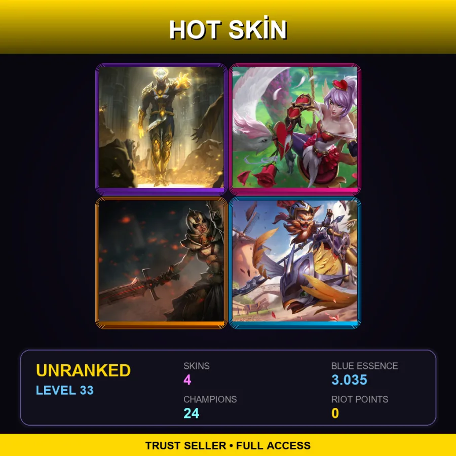 EUNE | Lv33 | Unranked | 4 Skin | 24 Champ — LoL account