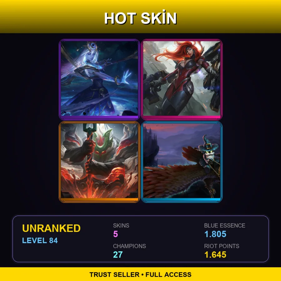 NA | Lv84 | Unranked | 5 Skin | 27 Champ — LoL account