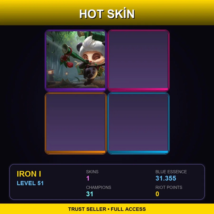EUW | Lv51 | Iron I | 1 Skin | 31 Champ
