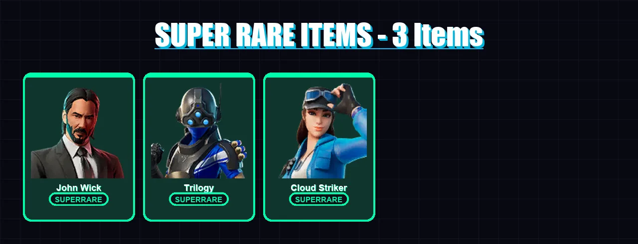 [PS4/PS5/XBOX/PC] | John Wick | Trilogy | Cloud Striker | Sentinel | Hybrid | 33 skin | 39 pickaxe | 50 emote | 44 glider | Lv825