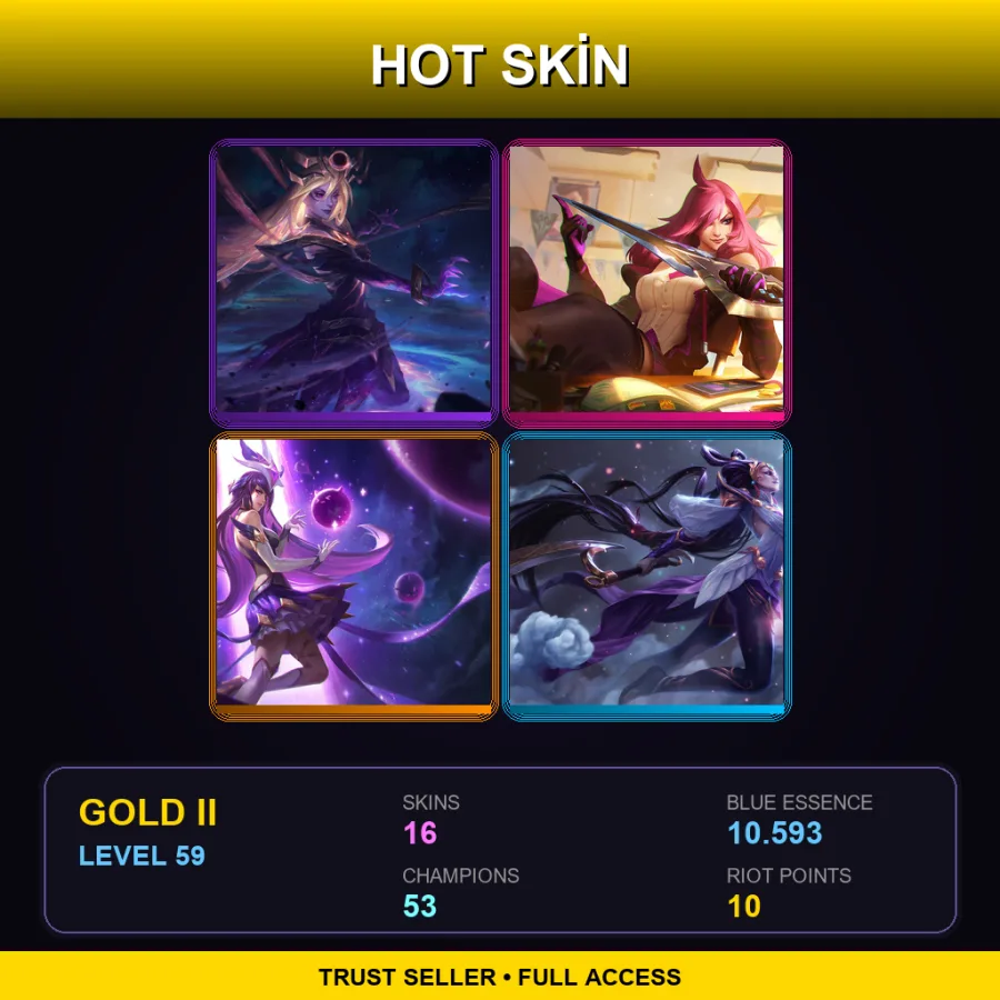 EUW | Lv59 | Gold II | 16 Skin | 53 Champ