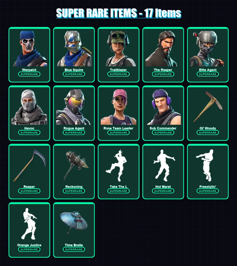 [PC] | Warpaint | Blue Squire | Trailblazer | The Reaper | Elite Agent | 187 skin | 167 pickaxe | 147 emote | 144 glider | Lv1886 — Fortnite account