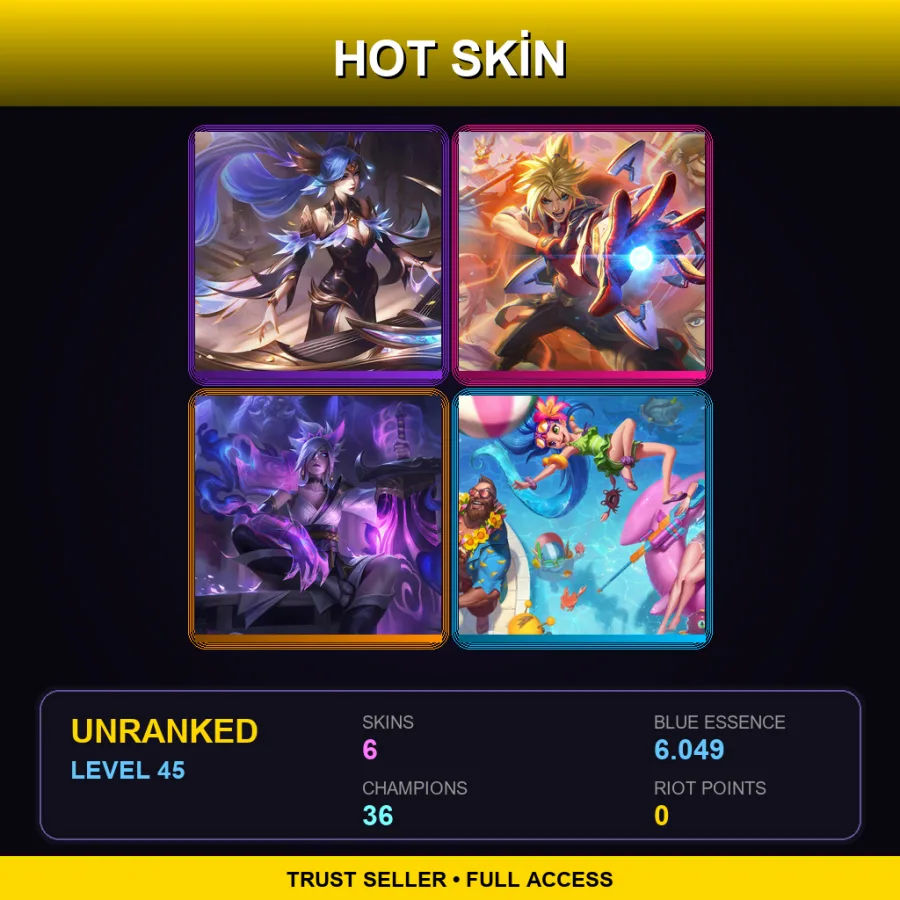 EUNE | Lv45 | Unranked | 6 Skin | 36 Champ