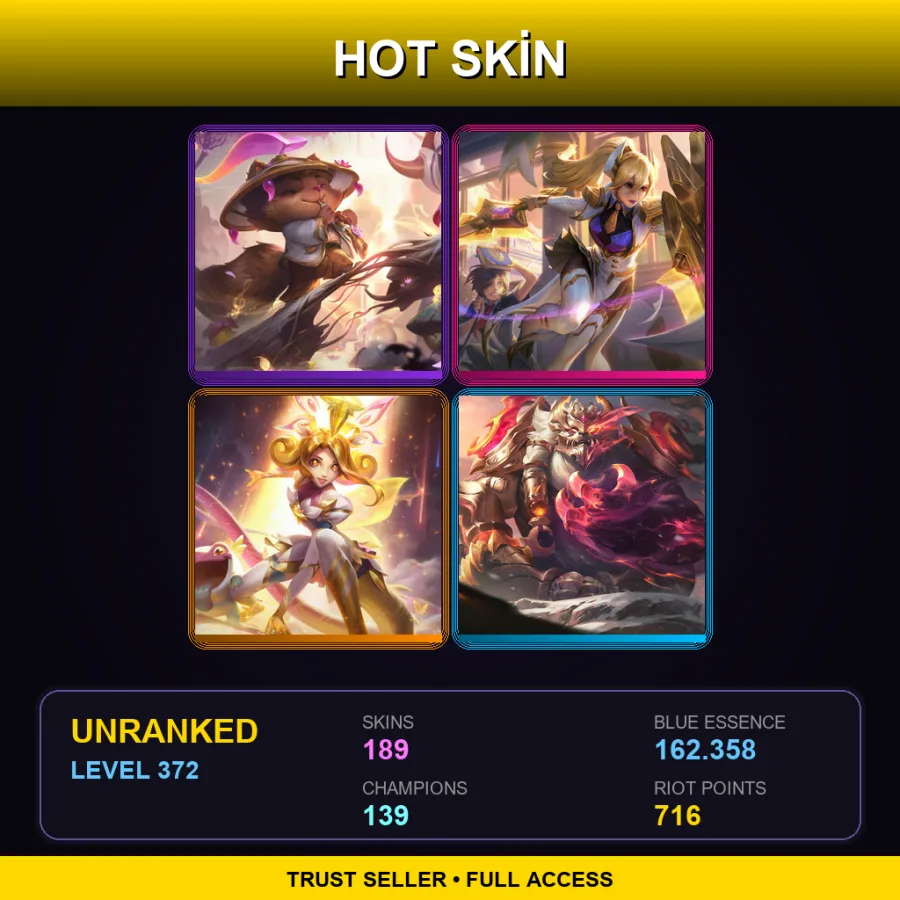 EUW | Lv372 | Unranked | 189 Skin | 139 Champ