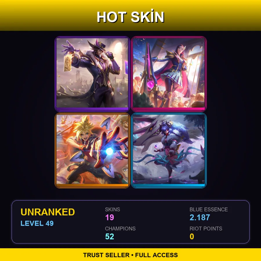 RU | Lv49 | Unranked | 19 Skin | 52 Champ
