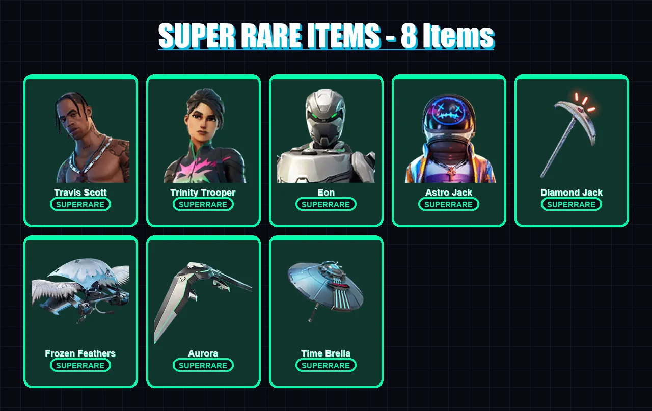 [PS4/PS5/PC] | Travis Scott | Trinity Trooper | Eon | Astro Jack | Frozen Red Knight | 170 skin | 125 pickaxe | 76 emote | 98 glider | Lv1032
