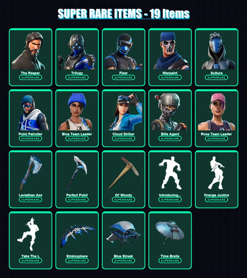 [PC] | The Reaper | Trilogy | Fixer | Warpaint | Sultura | 134 skin | 127 pickaxe | 116 emote | 122 glider | Lv1600