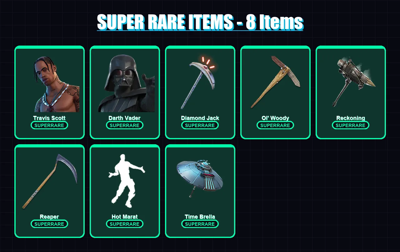 [PC] | Travis Scott | Darth Vader | Valeria | Inferno | Calamity | 320 skin | 349 pickaxe | 277 emote | 265 glider | Lv4255