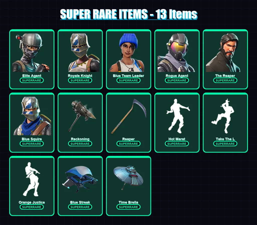 [PC/XBOX/PSN] | Elite Agent | Royale Knight | Blue Team Leader | Rogue Agent | The Reaper | 76 skin | 95 pickaxe | 92 emote | 84 glider | Lv1542