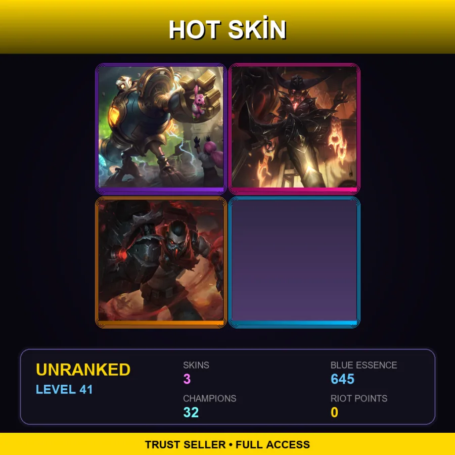 LAN | Victorious Blitzcrank | High Noon Senna | Resistance Singed | 3 Skin | 32 Champ | Lv41