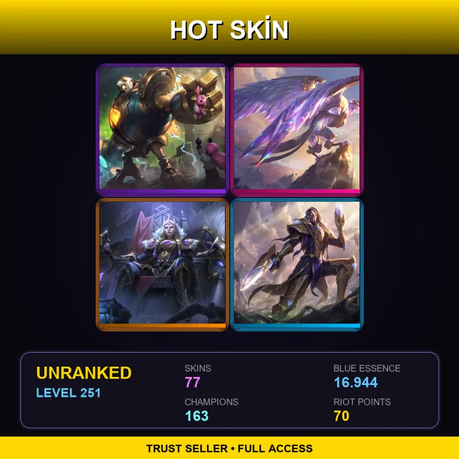 SG | Lv251 | Unranked | 77 Skin | 163 Champ