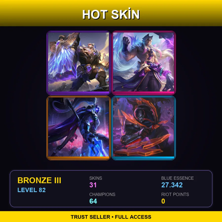 EUNE | Lv82 | Bronze III | 31 Skin | 64 Champ