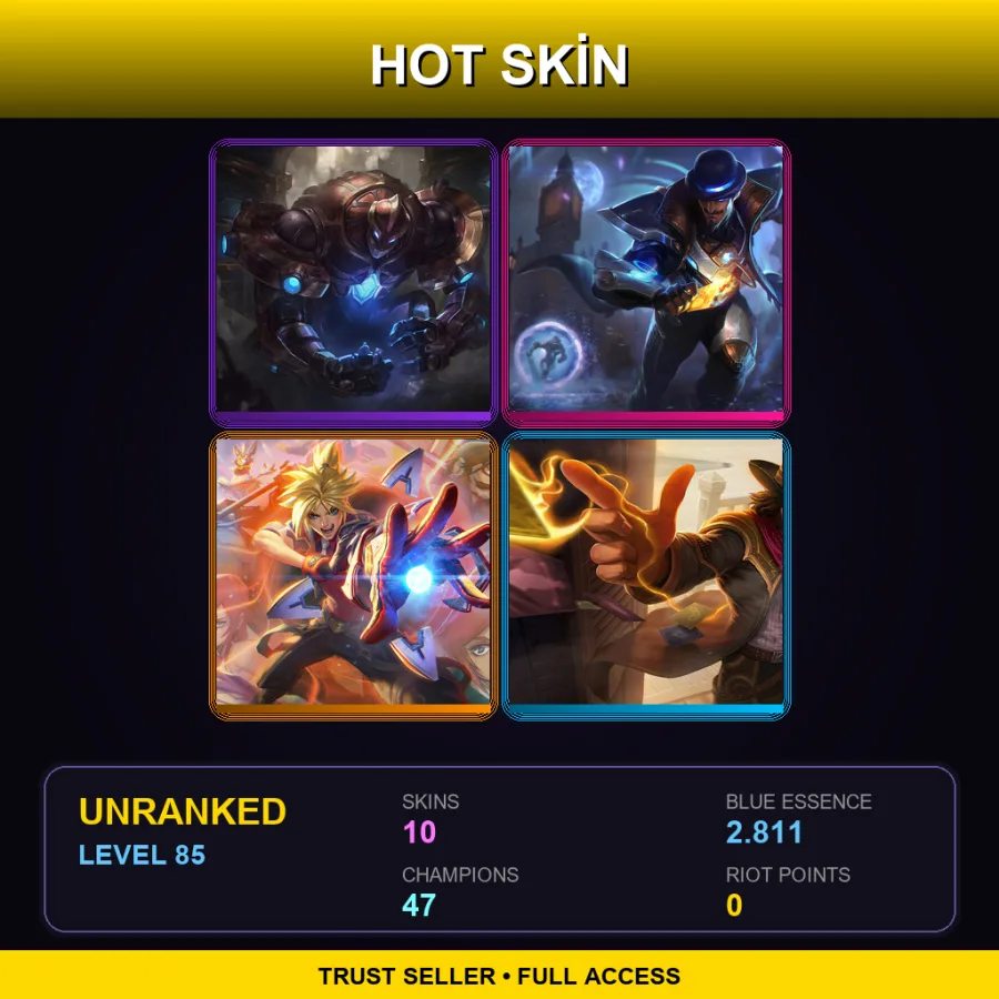 EUW | Lv85 | Unranked | 10 Skin | 47 Champ