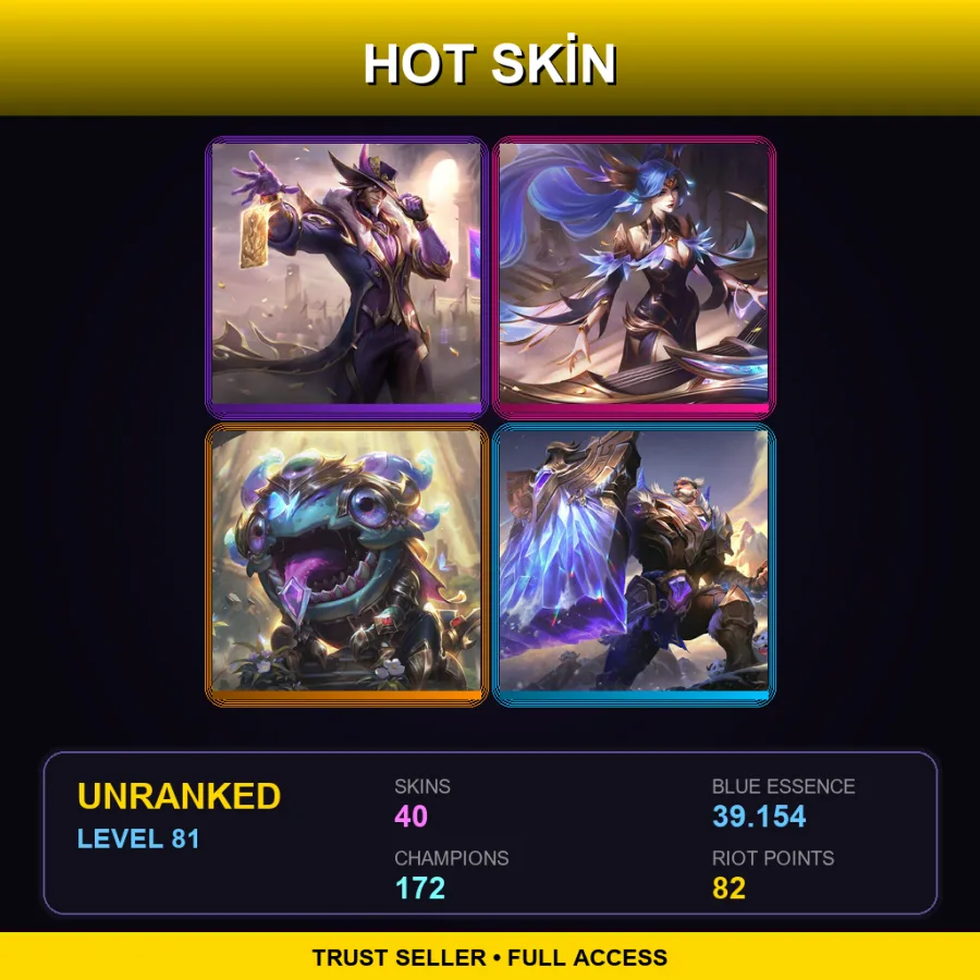 EUW | Lv81 | Unranked | 40 Skin | 172 Champ — LoL account