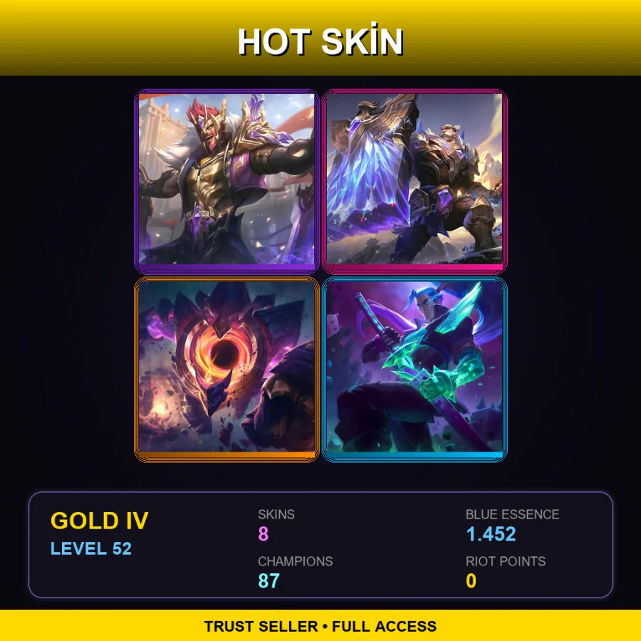 TR | Lv52 | Gold IV | 8 Skin | 87 Champ