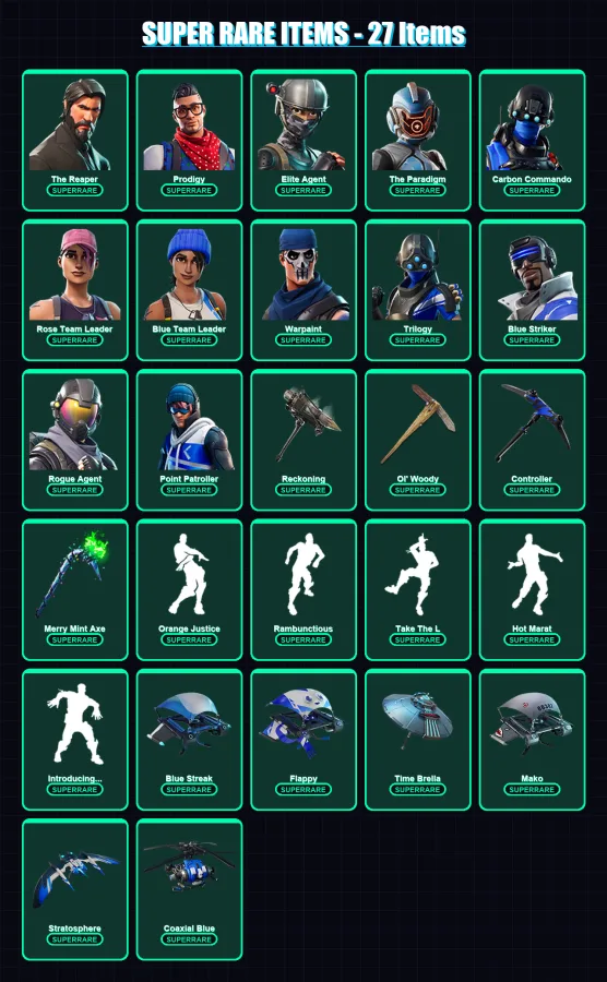 [PS4/PS5/XBOX/PC] | The Reaper | Prodigy | Elite Agent | The Paradigm | Carbon Commando | 149 skin | 125 pickaxe | 151 emote | 127 glider | Lv1493