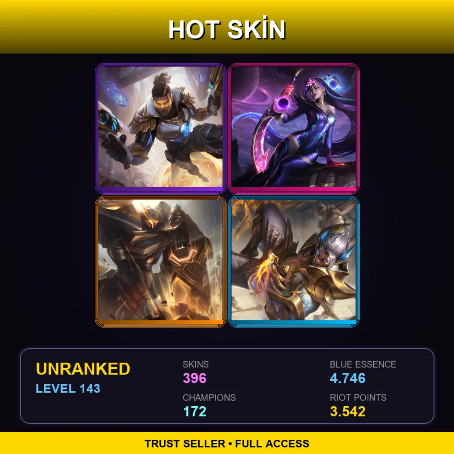 EUW | Prestige Pulsefire Lucian | Prestige Dark Cosmic Diana | Prestige Mecha Kingdoms Garen | 396 Skin | 172 Champ | Lv143