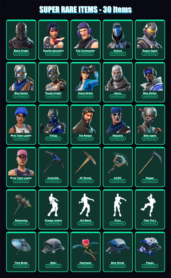 [PC/XBOX] | Black Knight | Sparkle Specialist | Sub Commander | Sultura | Rogue Agent | 125 skin | 102 pickaxe | 116 emote | 108 glider | Lv1519