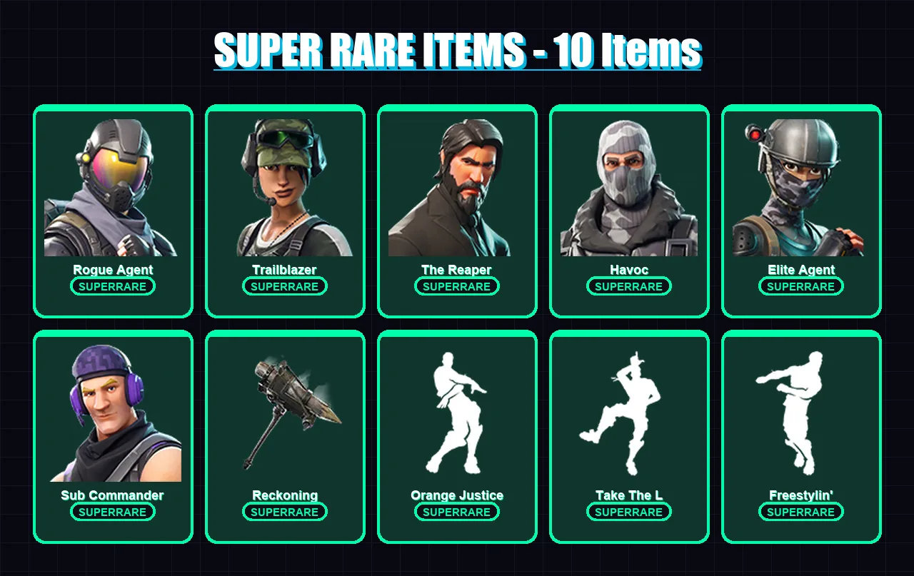 [PC/PSN] | Rogue Agent | Trailblazer | The Reaper | Havoc | Elite Agent | 45 skin | 30 pickaxe | 46 emote | 35 glider | Lv385