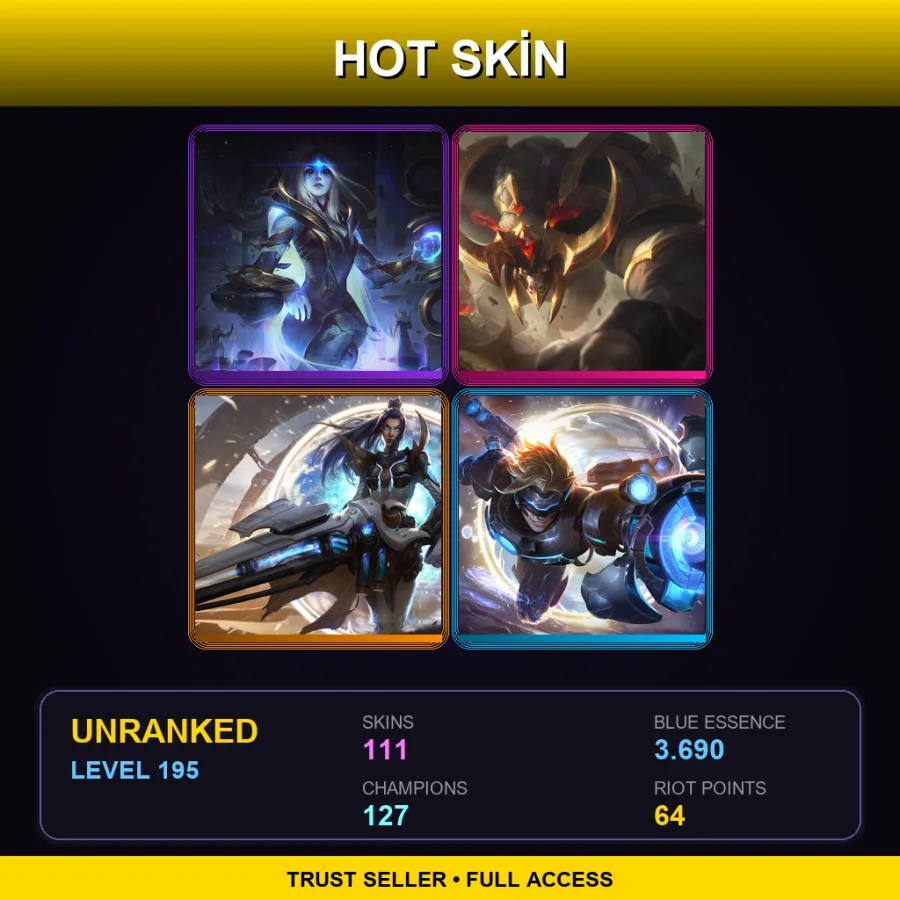 EUNE | Lv195 | Unranked | 111 Skin | 127 Champ