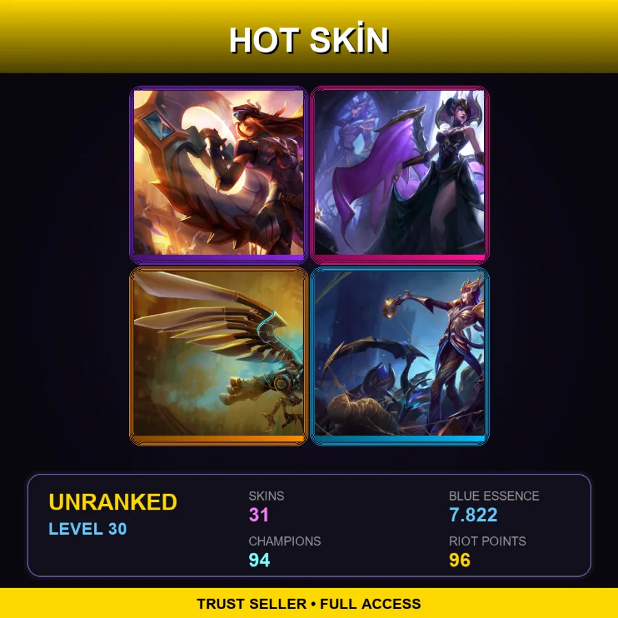 BR | Lv30 | Unranked | 31 Skin | 94 Champ — LoL account