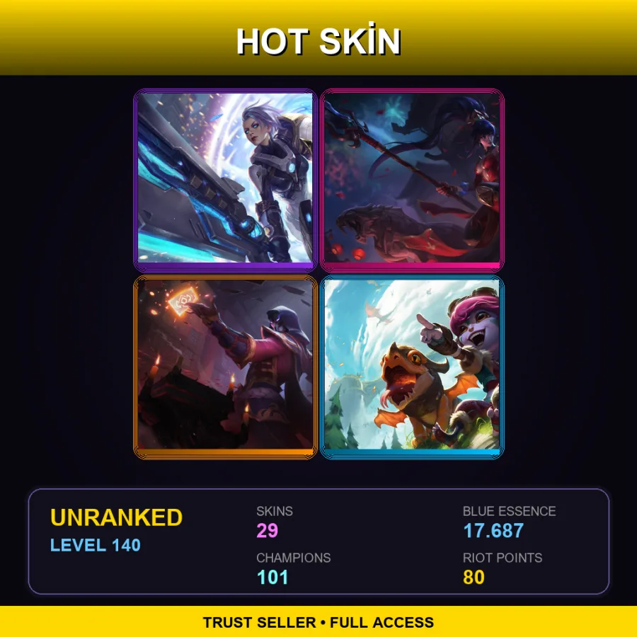 TR | Lv140 | Unranked | 29 Skin | 101 Champ