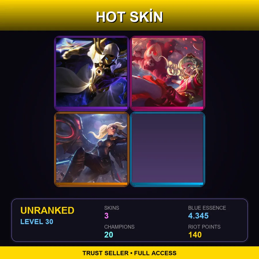EUNE | Cosmic Reaver Kassadin | Sweetheart Annie | Riot Kayle | 3 Skin | 20 Champ | Lv30