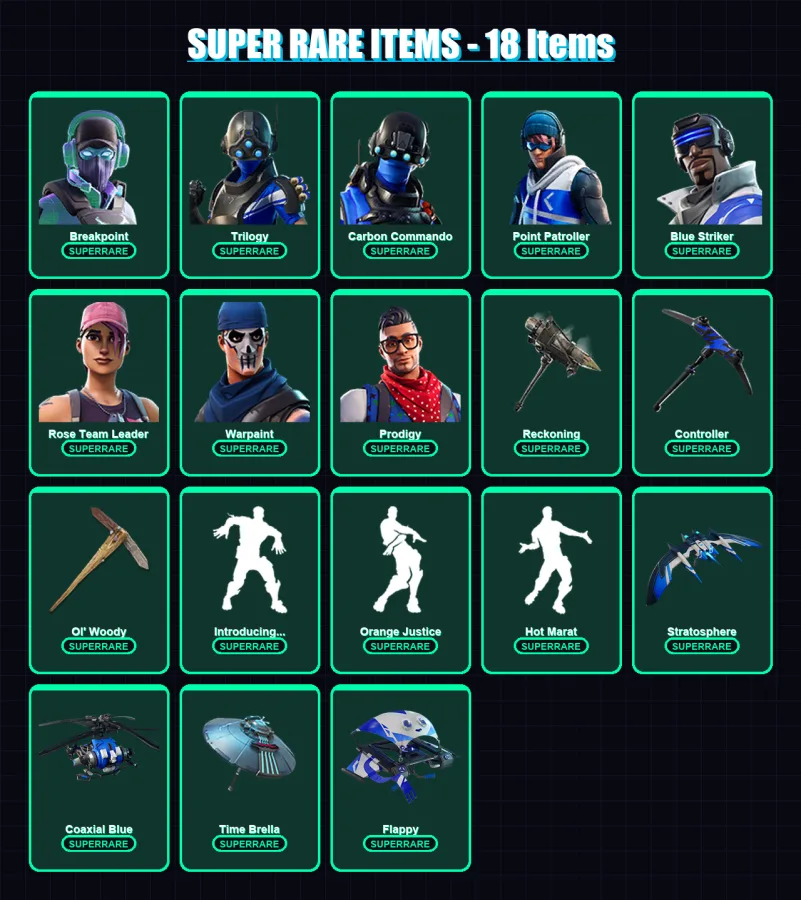 [PC/XBOX/PSN] | Breakpoint | Trilogy | Carbon Commando | Point Patroller | Blue Striker | 164 skin | 142 pickaxe | 152 emote | 137 glider | Lv1969