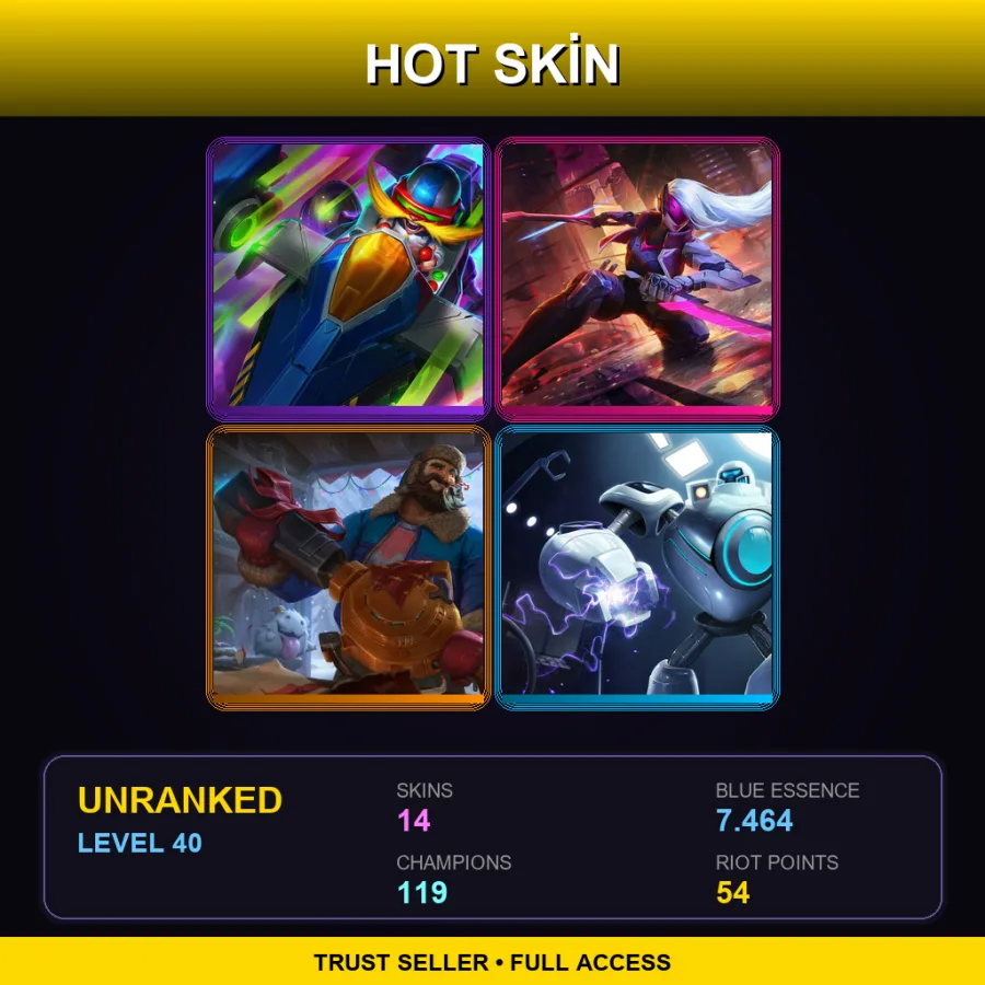 SG | Arcade Corki | PROJECT: Katarina | Snow Day Graves | iBlitzcrank | 14 Skin | 119 Champ | Lv40