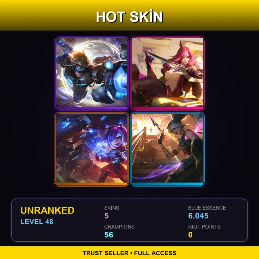 EUW | Lv48 | Unranked | 5 Skin | 56 Champ
