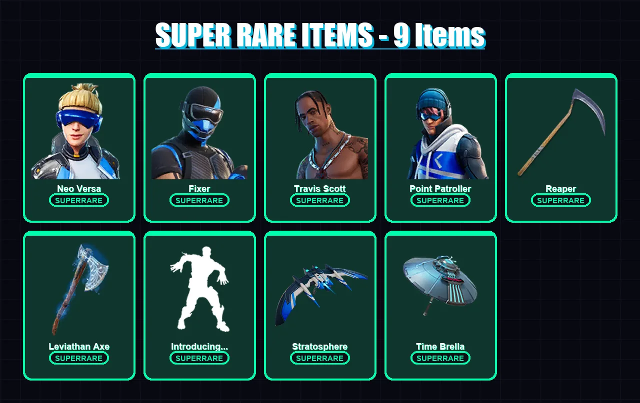 [PC/XBOX] | Neo Versa | Fixer | Travis Scott | Point Patroller | Raz | 199 skin | 228 pickaxe | 158 emote | 163 glider | Lv2295 — Fortnite account