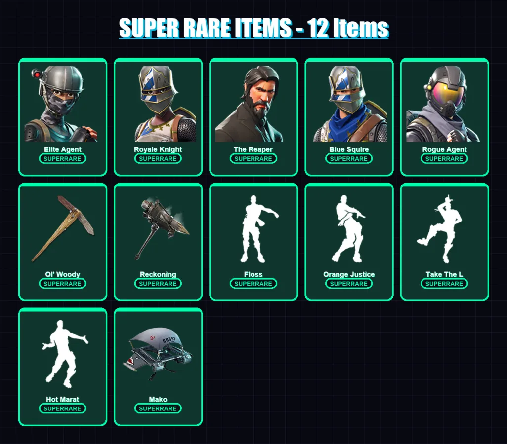 [PC/XBOX/PSN] | Elite Agent | Royale Knight | The Reaper | Blue Squire | Rogue Agent | 45 skin | 56 pickaxe | 63 emote | 66 glider | Lv961