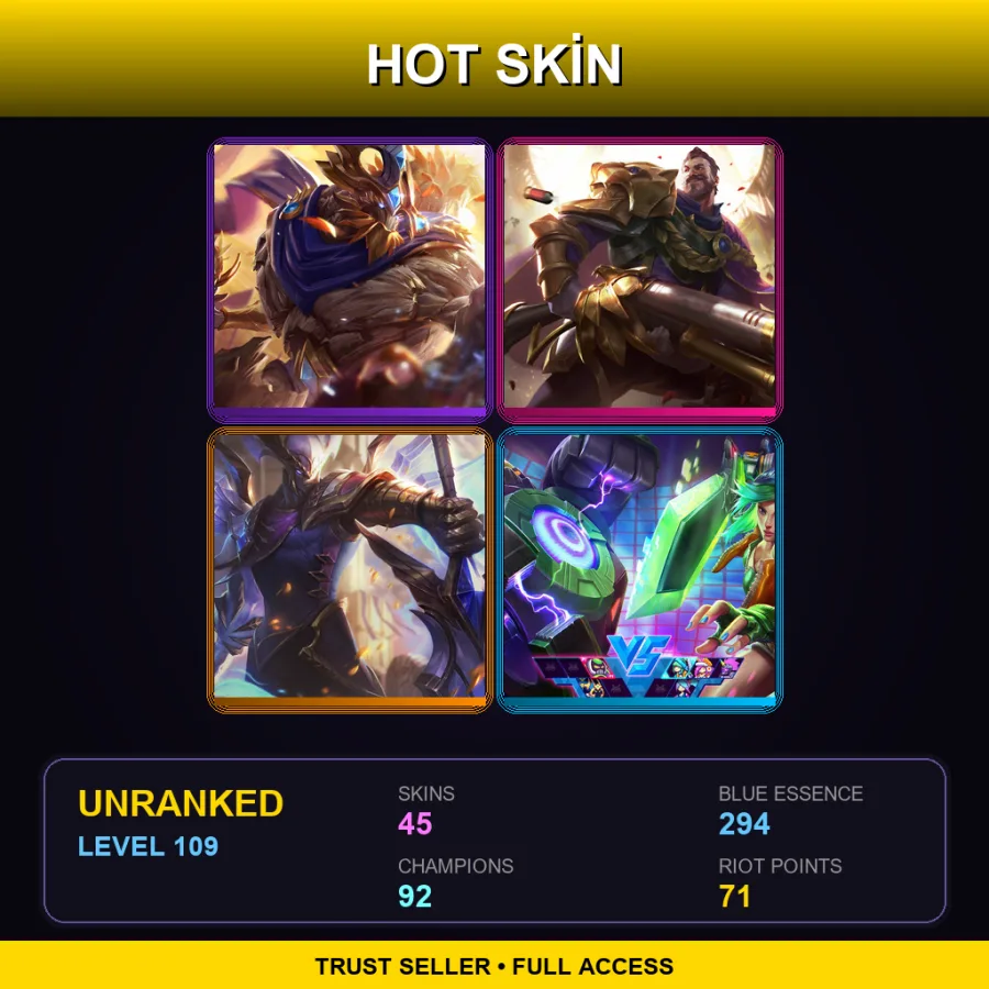 SG | Lv109 | Unranked | 45 Skin | 92 Champ