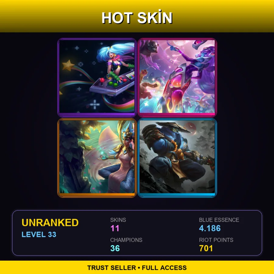 EUW | Lv33 | Unranked | 11 Skin | 36 Champ