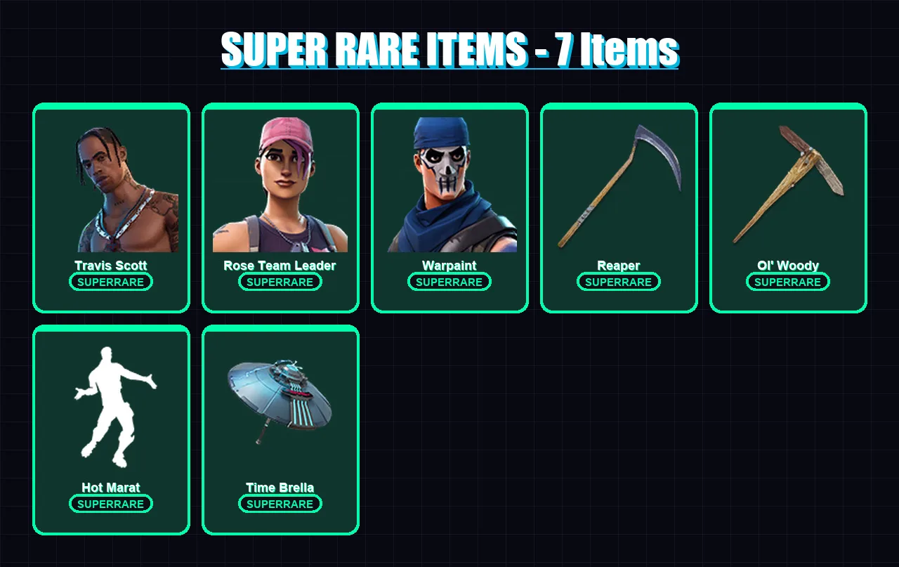[PC/XBOX] | Travis Scott | Rose Team Leader | Warpaint | Fade | Fusion | 110 skin | 139 pickaxe | 113 emote | 132 glider | Lv1760