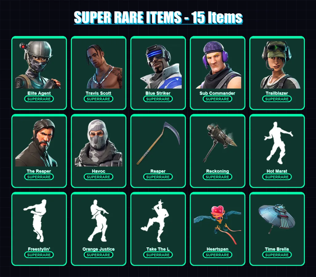 [PC/PSN] | Elite Agent | Travis Scott | Blue Striker | Sub Commander | Trailblazer | 161 skin | 184 pickaxe | 146 emote | 162 glider | Lv2348