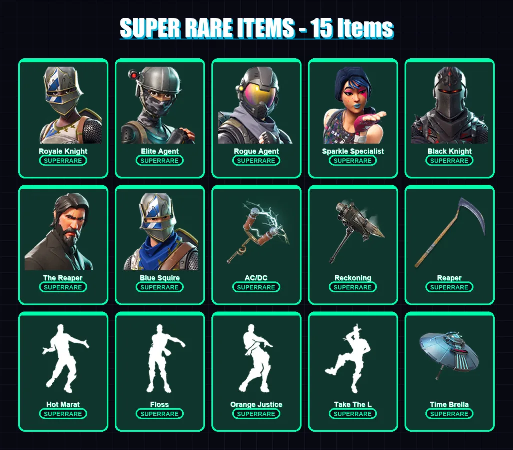[PC/XBOX] | Royale Knight | Elite Agent | Rogue Agent | Sparkle Specialist | Black Knight | 83 skin | 103 pickaxe | 74 emote | 80 glider | Lv996