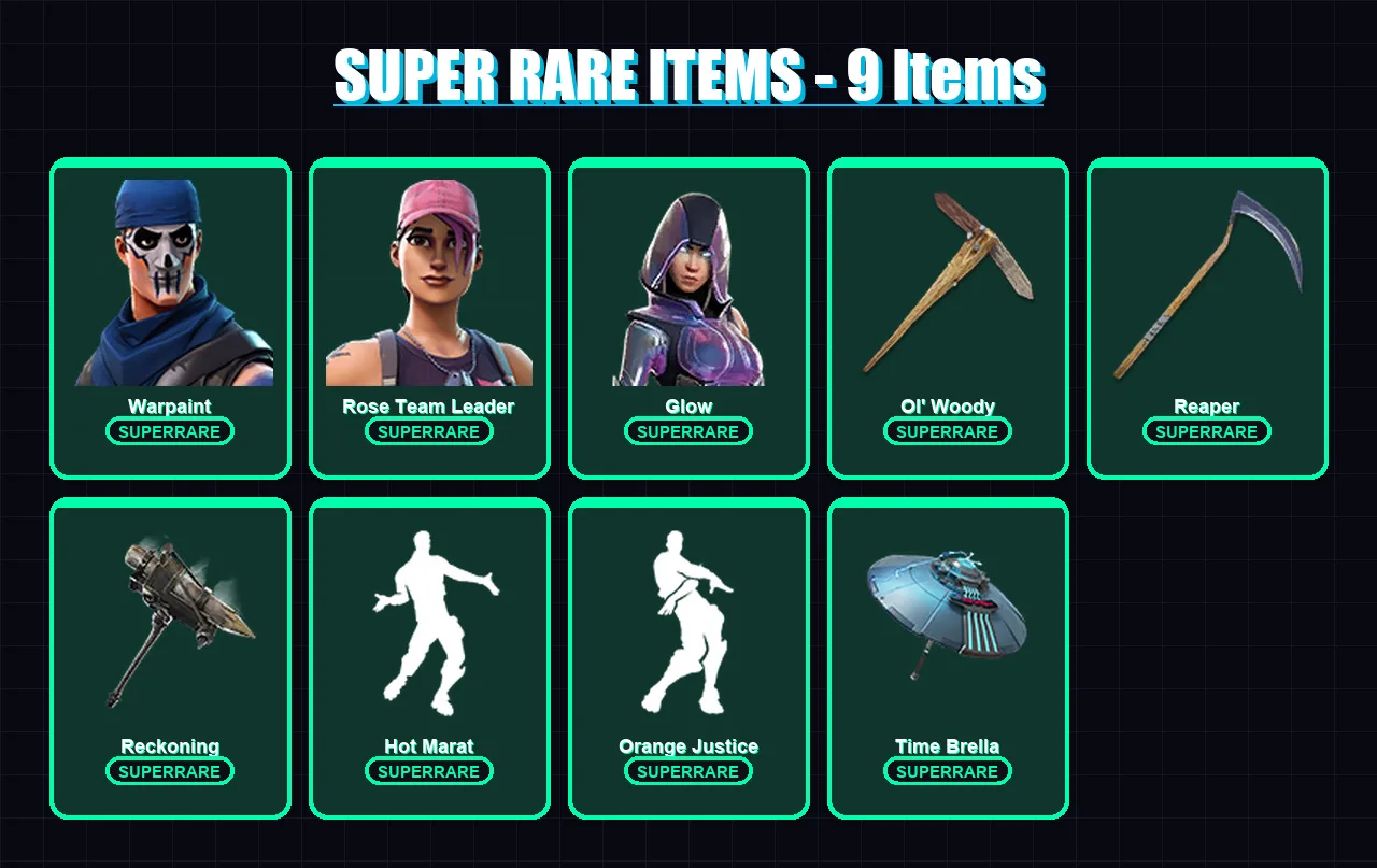 [PC] | Warpaint | Rose Team Leader | Glow | Lynx | Valor | 90 skin | 97 pickaxe | 145 emote | 101 glider | Lv1638