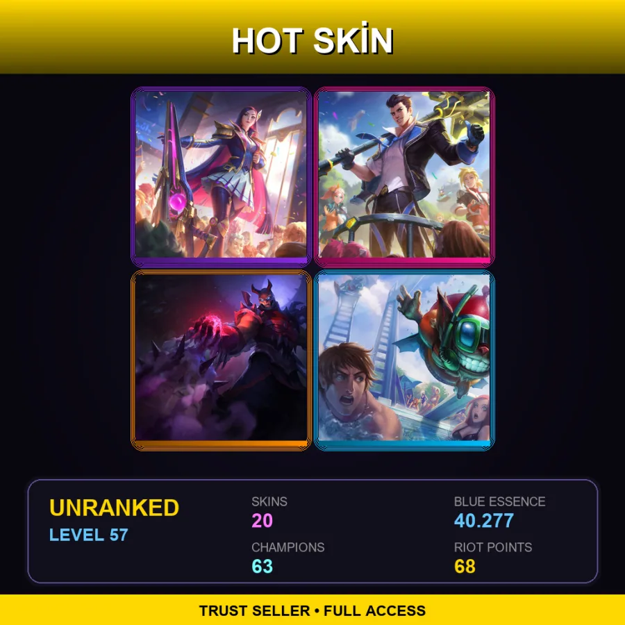OCE | Lv57 | Unranked | 20 Skin | 63 Champ