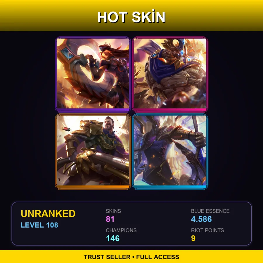 VN | Lv108 | Unranked | 81 Skin | 146 Champ — LoL account