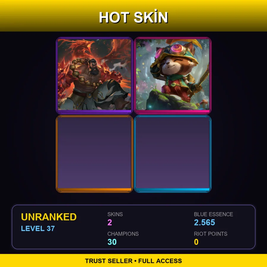 BR | Lv37 | Unranked | 2 Skin | 30 Champ