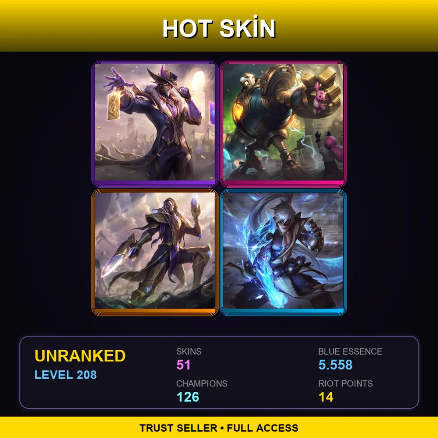 TR | Lv208 | Unranked | 51 Skin | 126 Champ