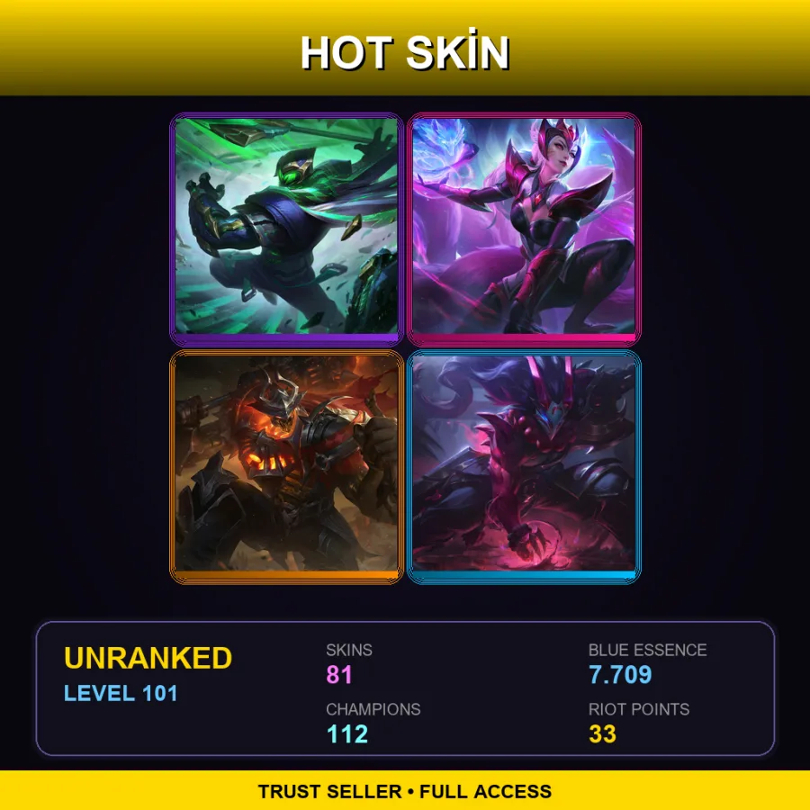 EUW | Lv101 | Unranked | 81 Skin | 112 Champ