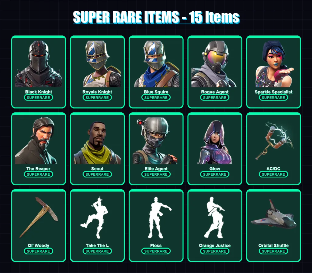 [PC/PSN] | Black Knight | Royale Knight | Blue Squire | Rogue Agent | Sparkle Specialist | 55 skin | 32 pickaxe | 52 emote | 41 glider | Lv575