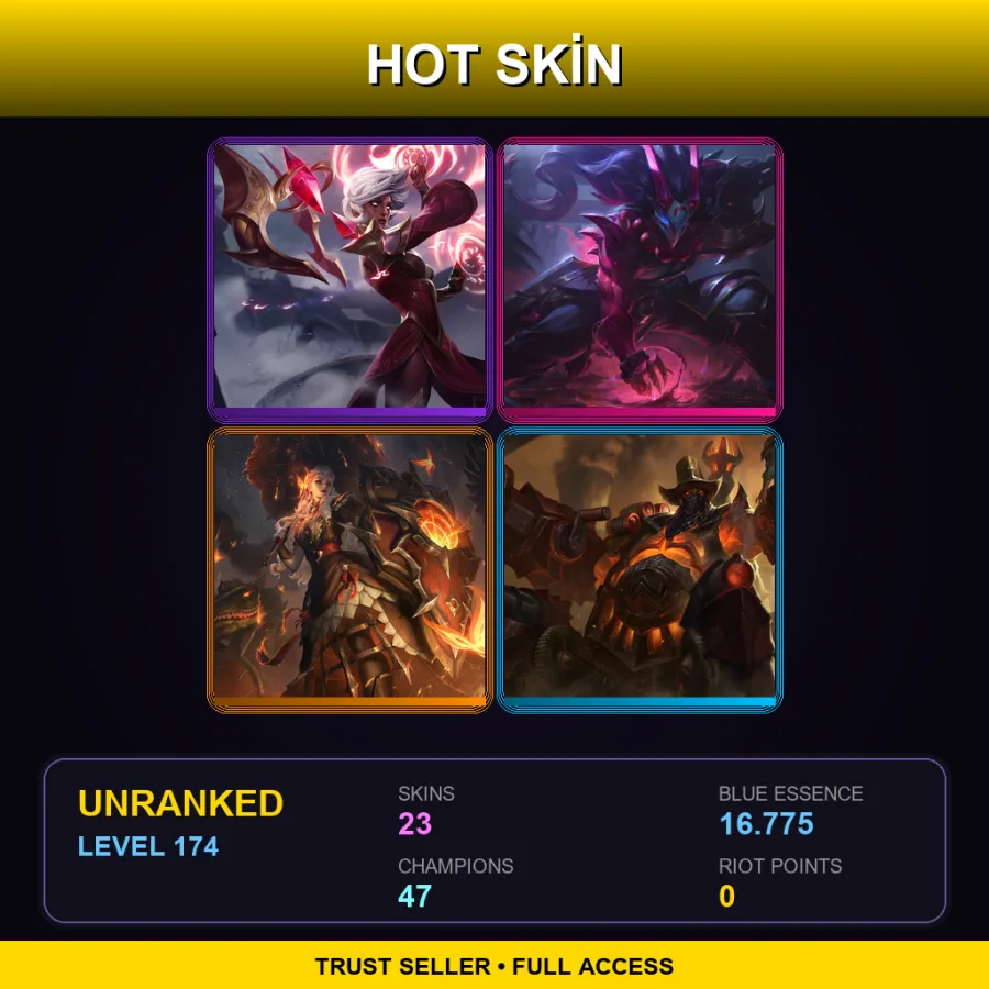 EUW | Lv174 | Unranked | 23 Skin | 47 Champ — LoL account