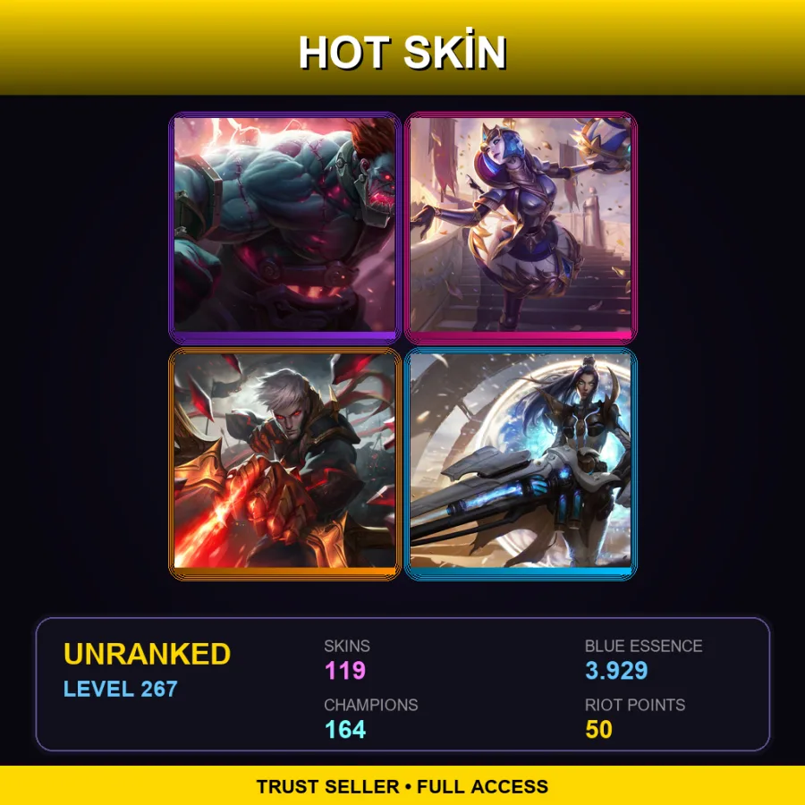LAS | Lv267 | Unranked | 119 Skin | 164 Champ — LoL account