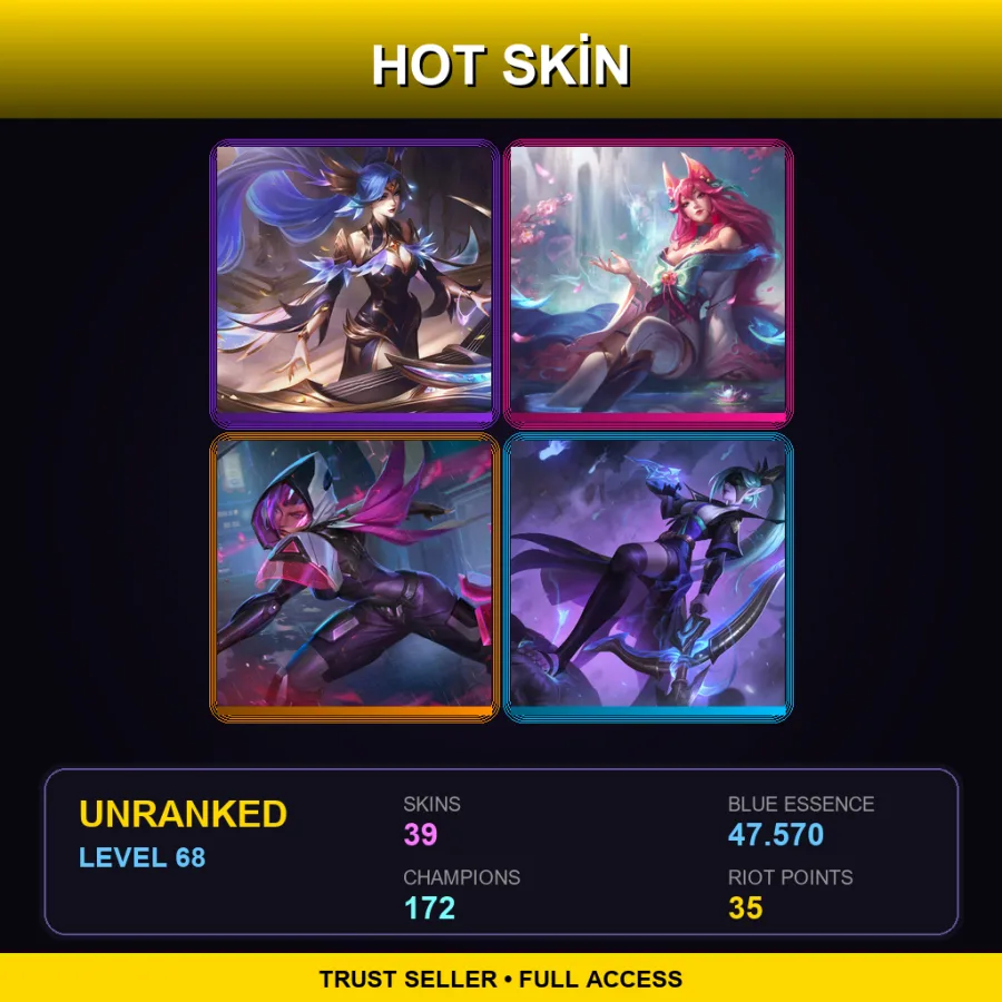 VN | Lv68 | Unranked | 39 Skin | 172 Champ — LoL account