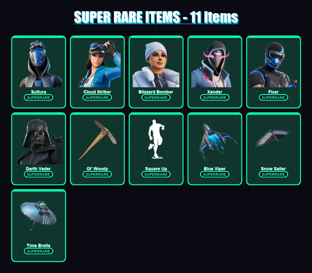 [PS4/PS5/PC] | Sultura | Cloud Striker | Blizzard Bomber | Xander | Fixer | 182 skin | 188 pickaxe | 94 emote | 135 glider | Lv1703