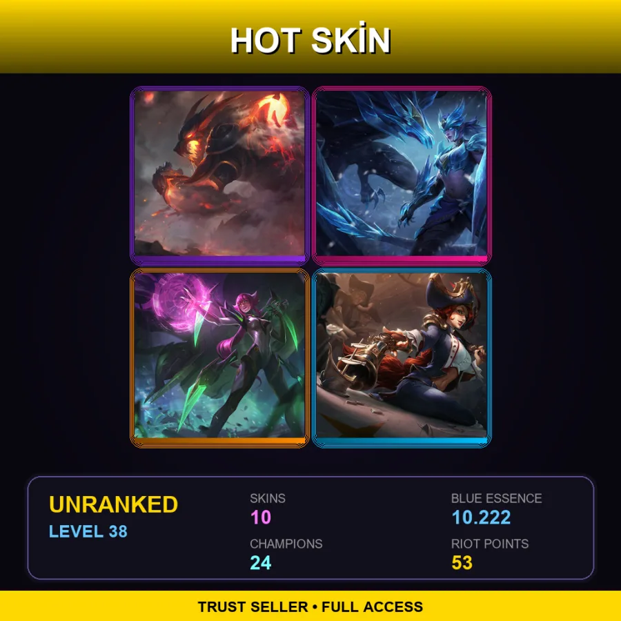 LAN | Lv38 | Unranked | 10 Skin | 24 Champ