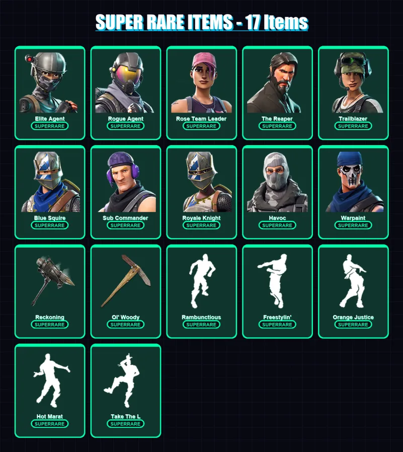 [PS4/PS5/PC] | Elite Agent | Rogue Agent | Rose Team Leader | The Reaper | Trailblazer | 90 skin | 76 pickaxe | 94 emote | 69 glider | Lv903